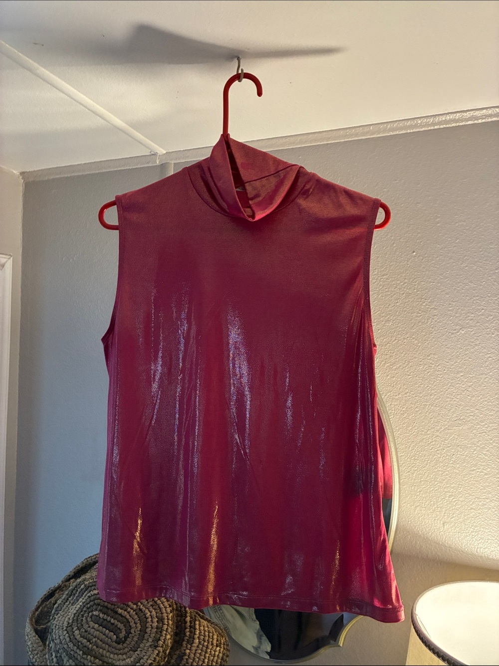 Sleeveless Mock Neck Top in Berry Shine